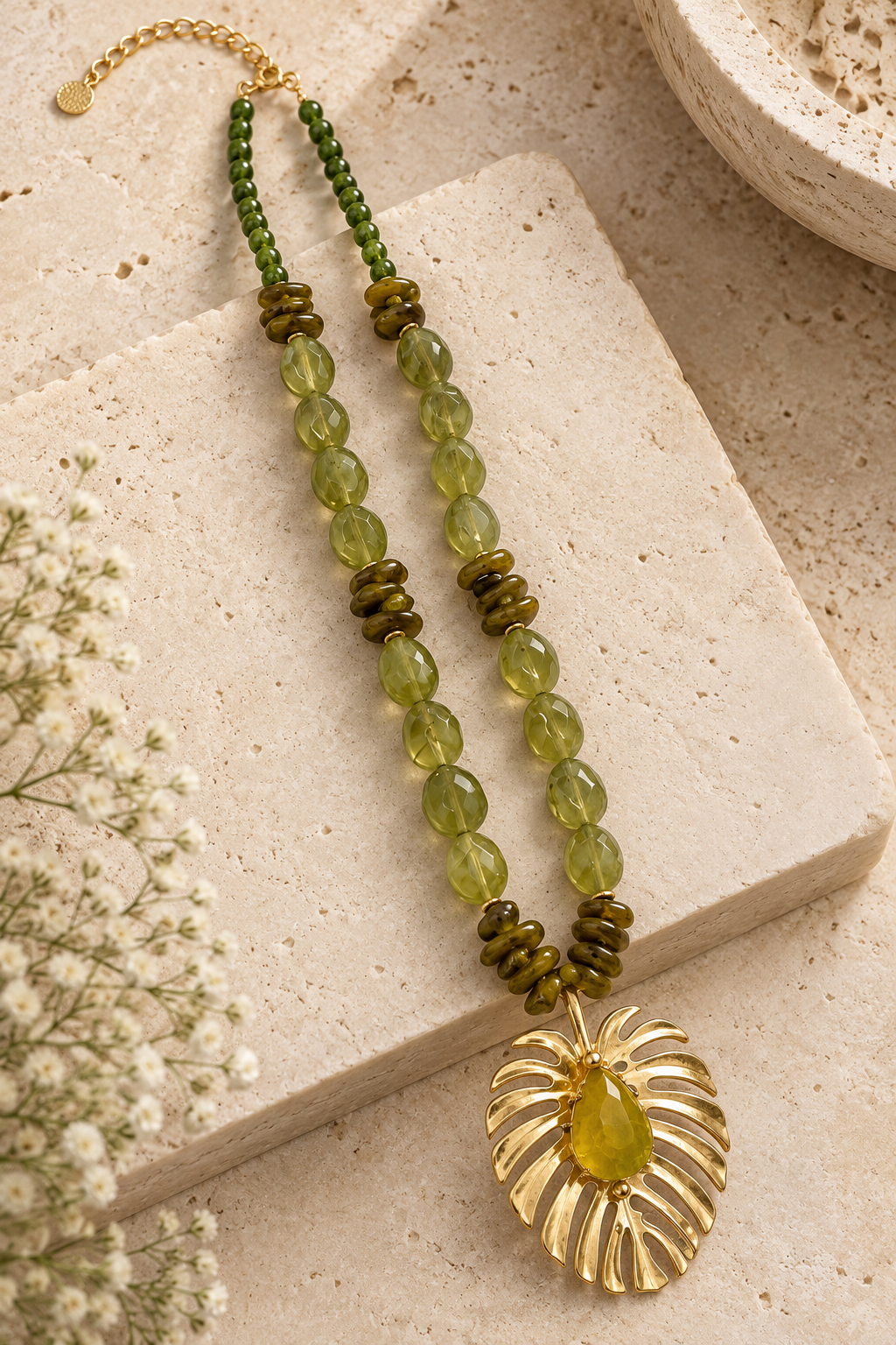 Turkish Olive Garden Statement Necklace