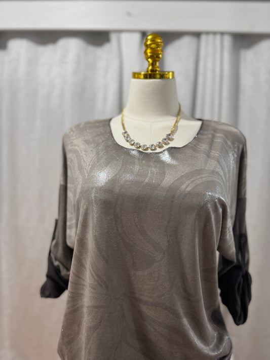 Italian Collection Silver Metallic Animal Print Details