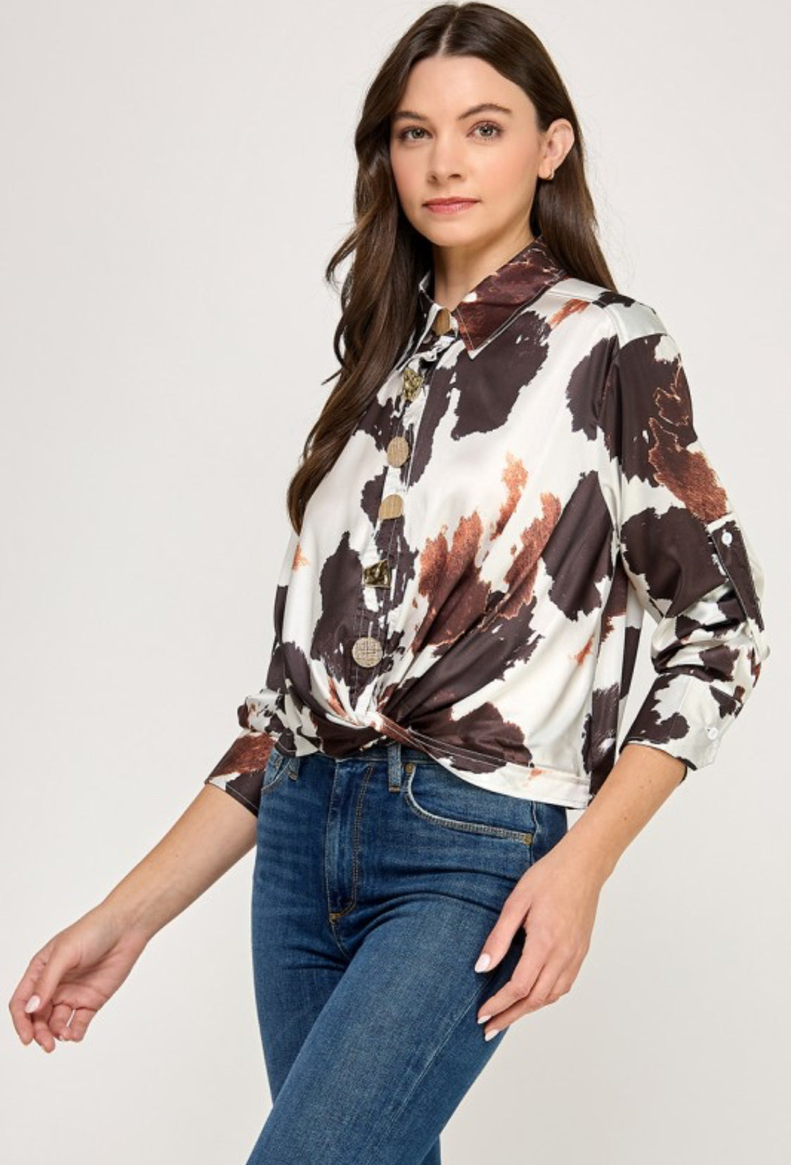 Animal Print Metal Button Shirt