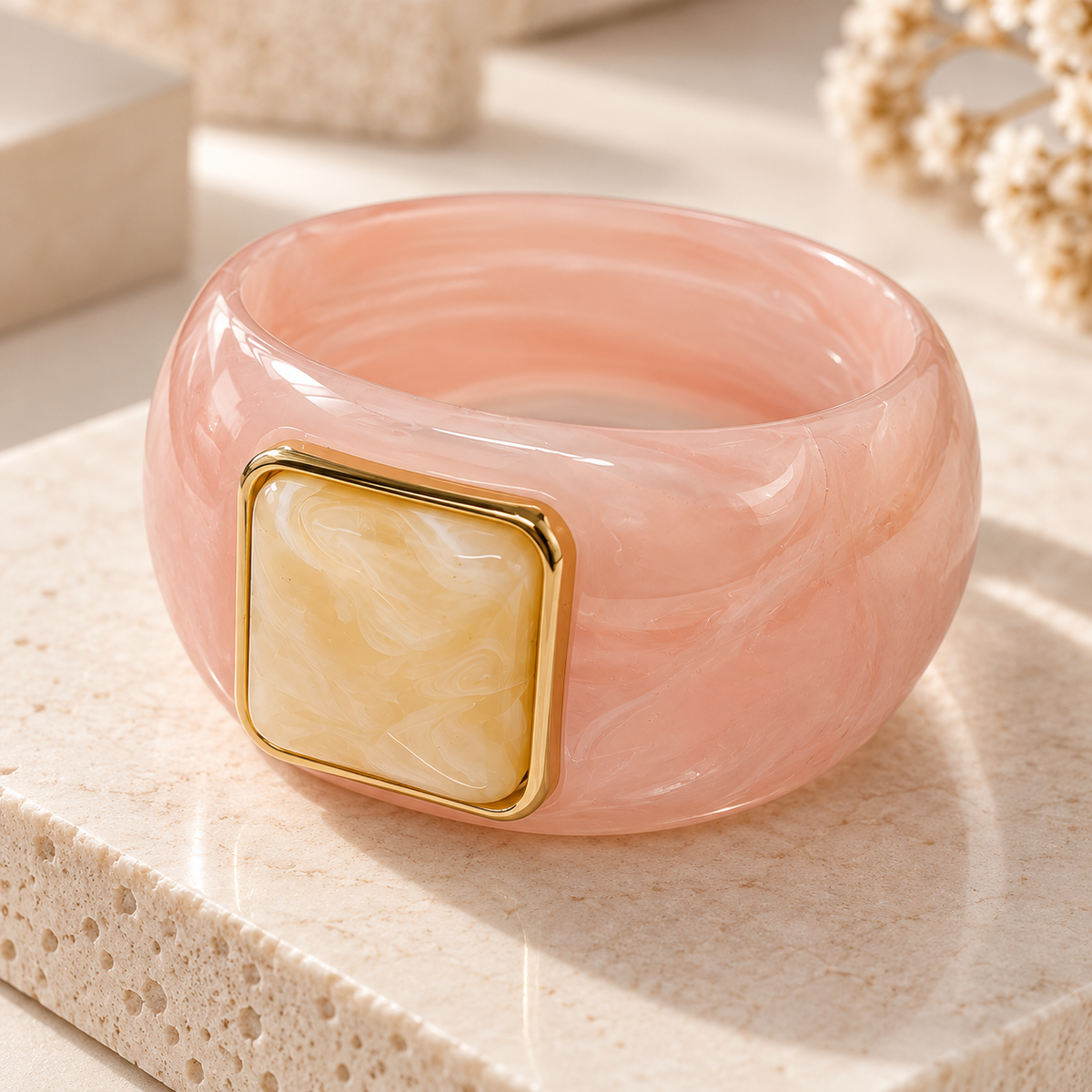 Blush Stone Statement Bangle