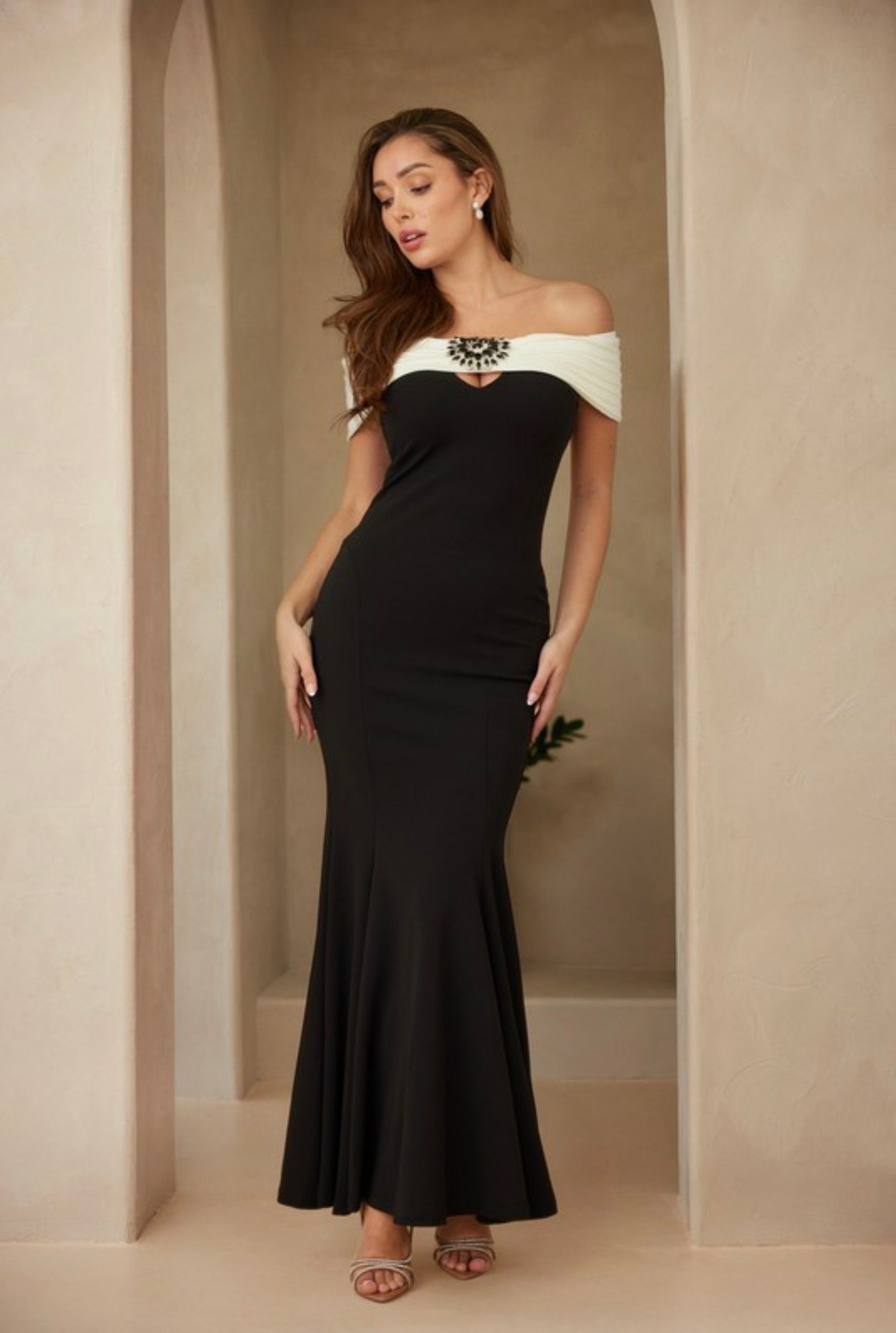 Black & White Sirens Long Dress