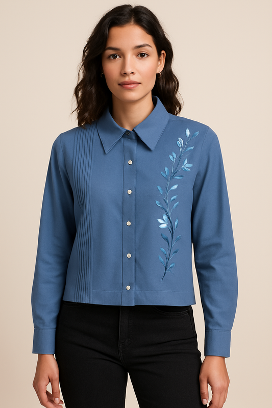 Mojito Top Blue Silver With Embroidery