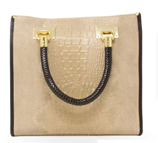 GENUINE ITALIAN LEATHER PORTFOLIO BAG BEIGE