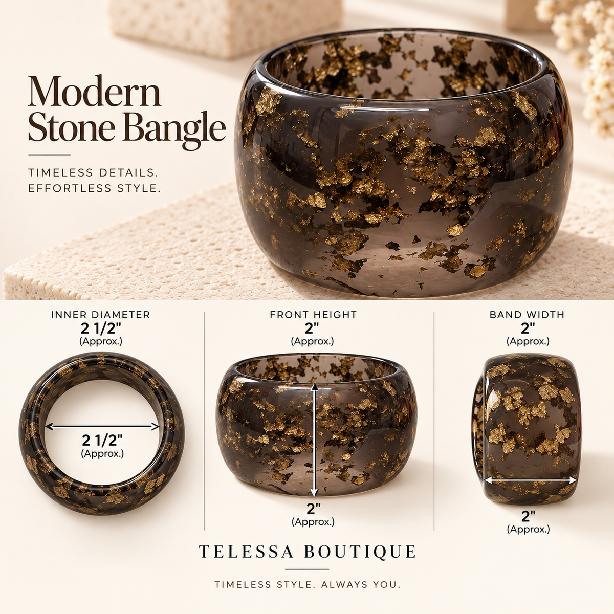 Smoky Gold Fleck Statement Bangle