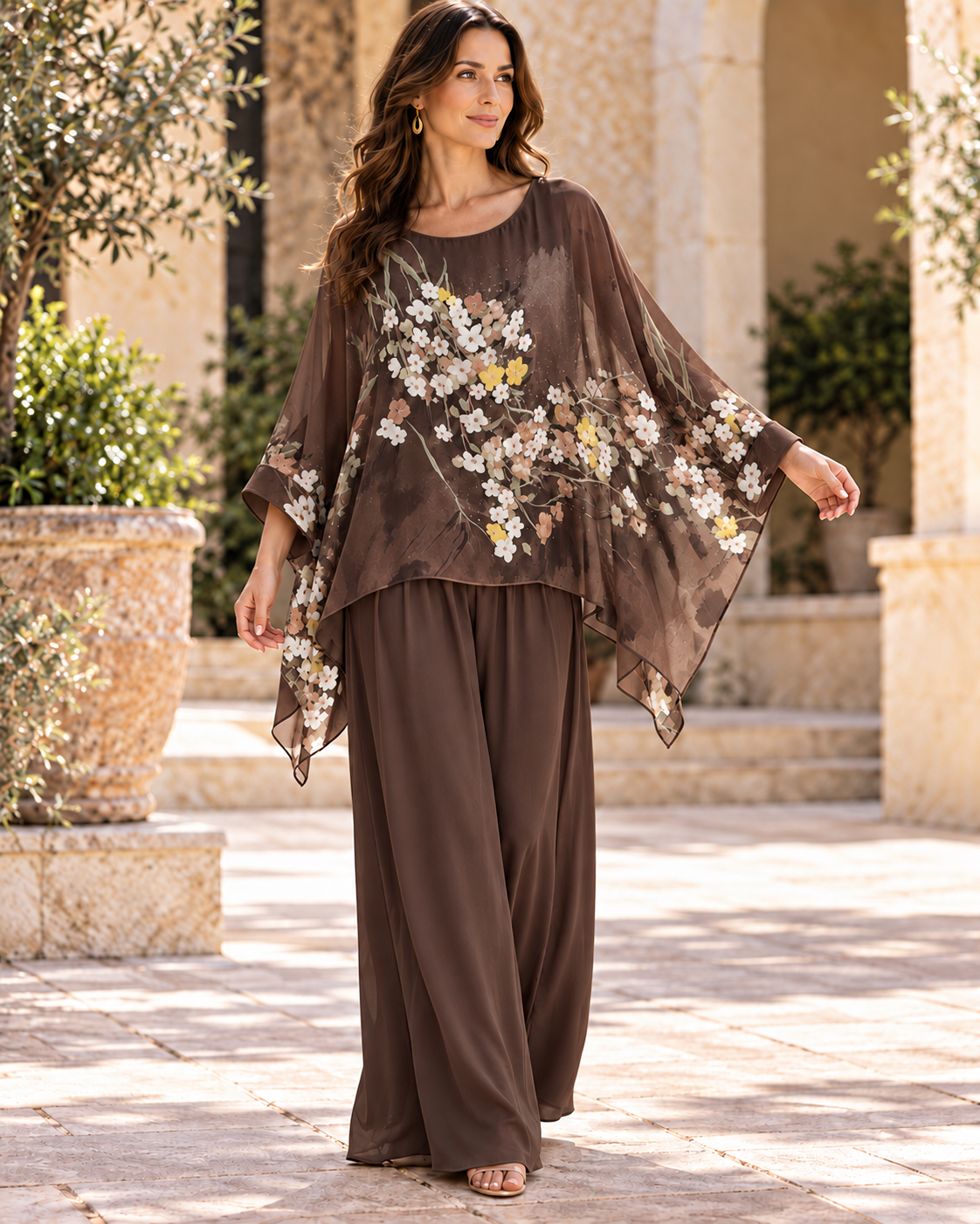 Brown Floral Elegance Set