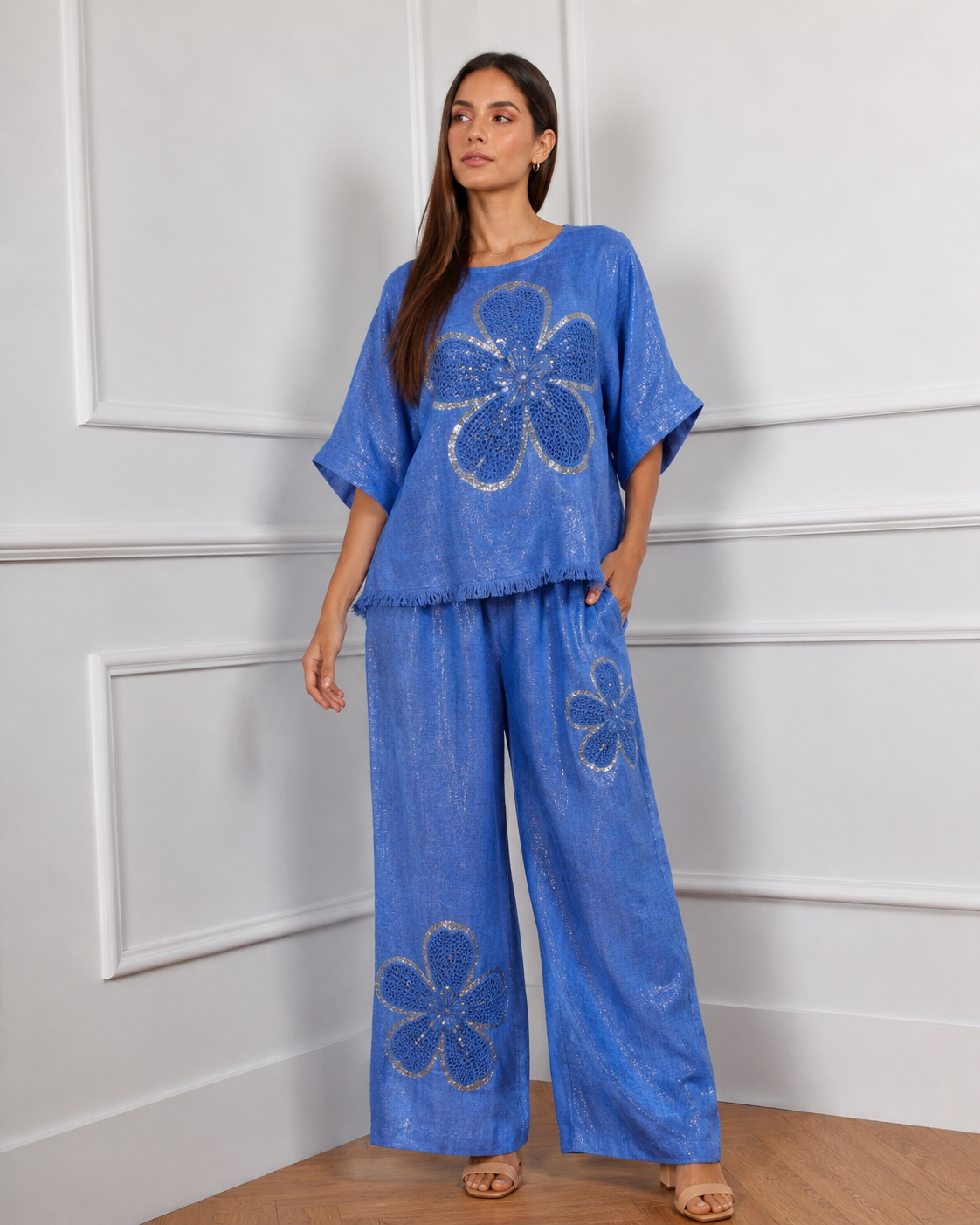 Blue Blossom Italian Linen Set