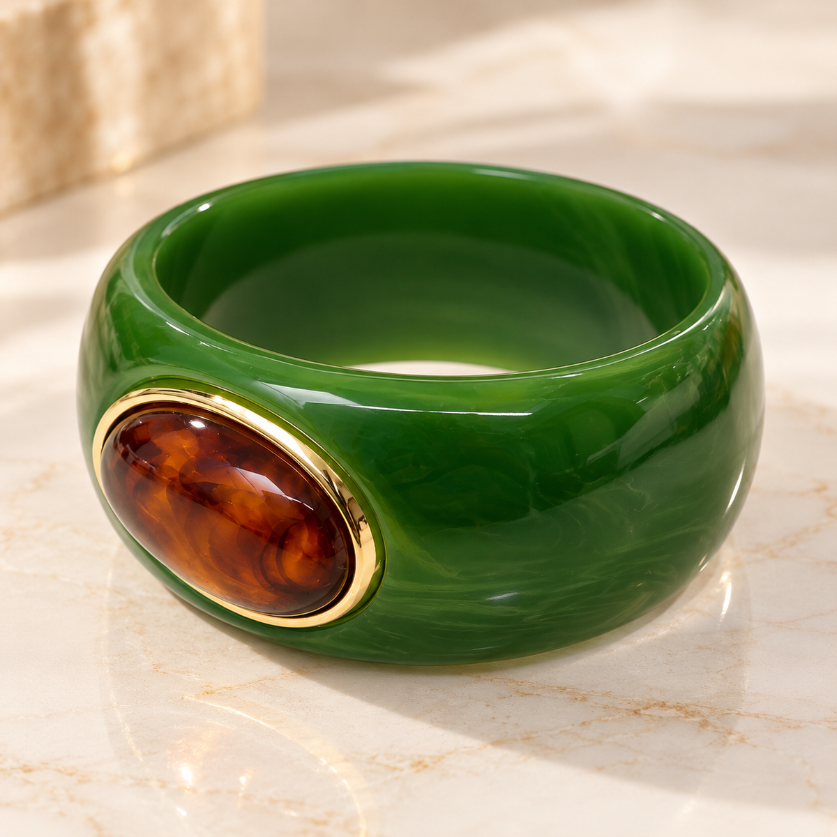Emerald Amber Statement Bangle