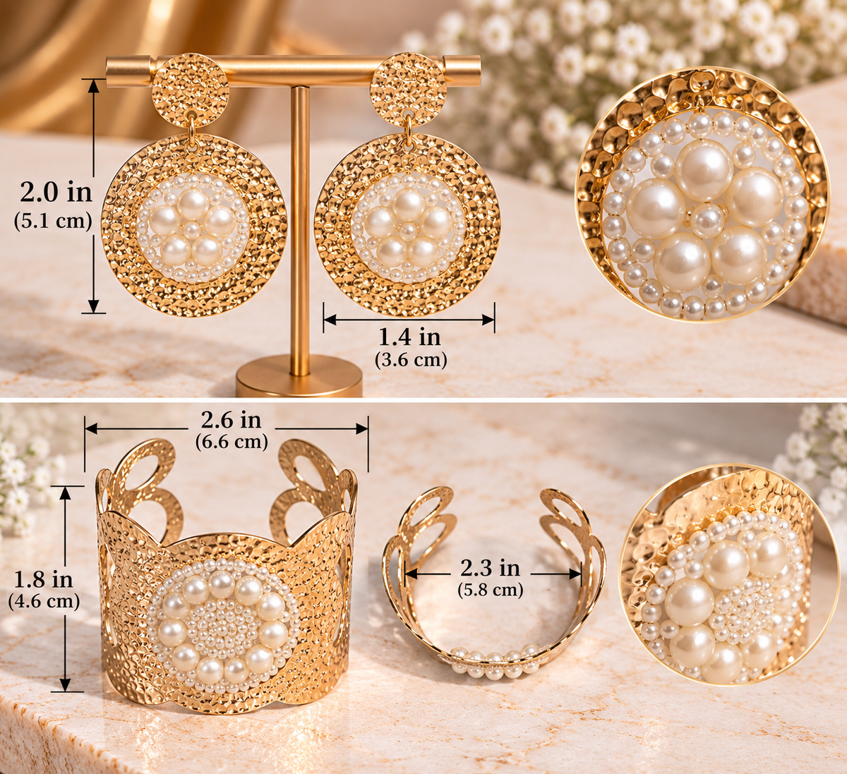 Pearl Medallion Statement Jewelry Set