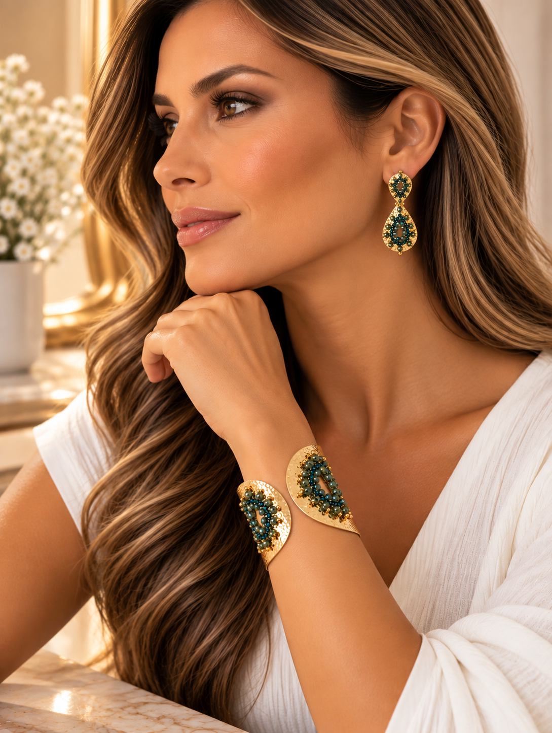 Emerald Crystal Statement Jewelry Set