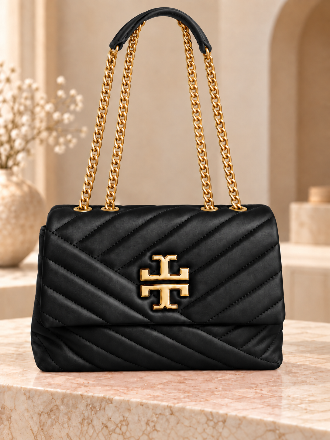 Black Designer-Inspired Quilted Chain Bag