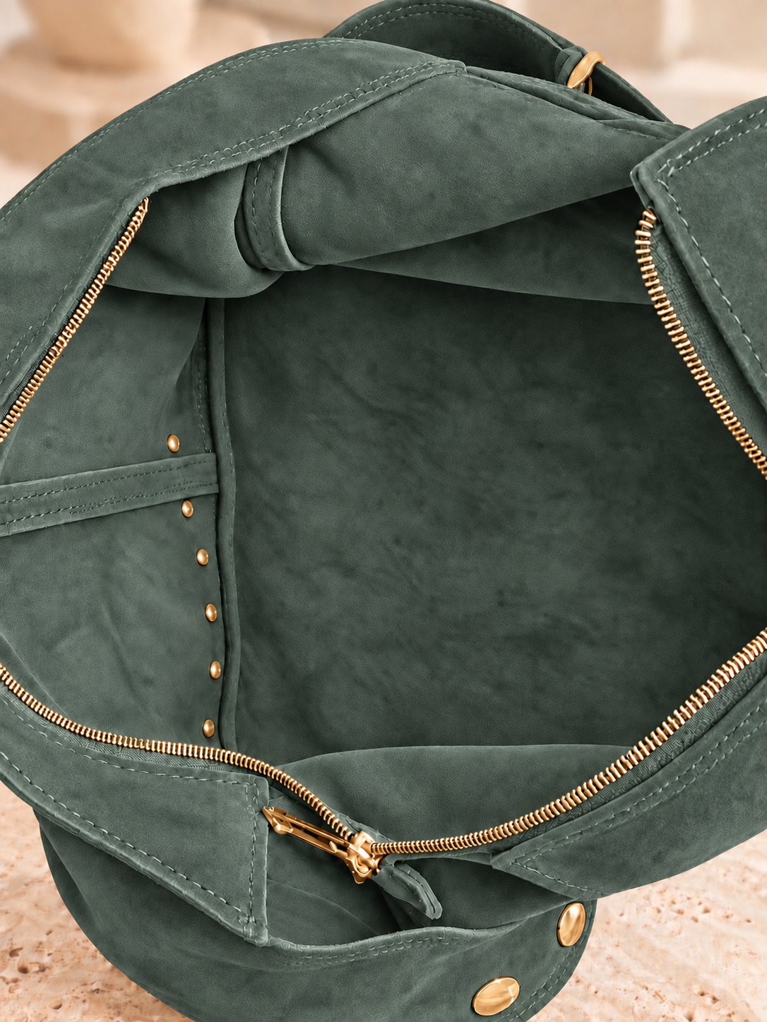 Sage green Gold Studded Hobo Bag