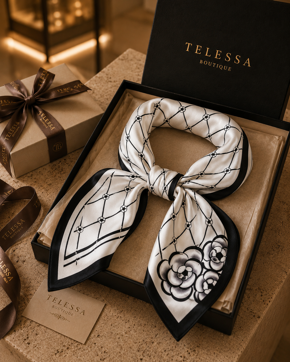 Camellia Ivory Signature Scarf