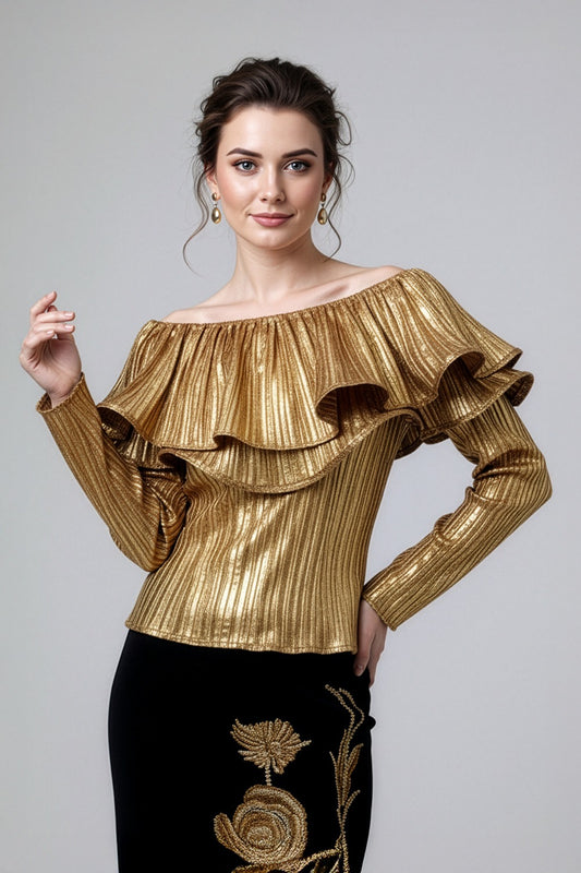 N by Nancy Long Sleeves Gold Top
