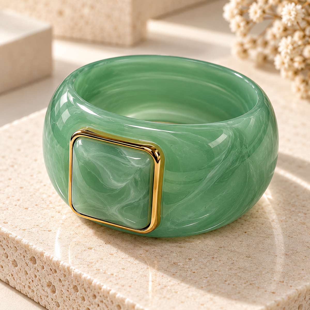 Jade Stone Statement Bangle