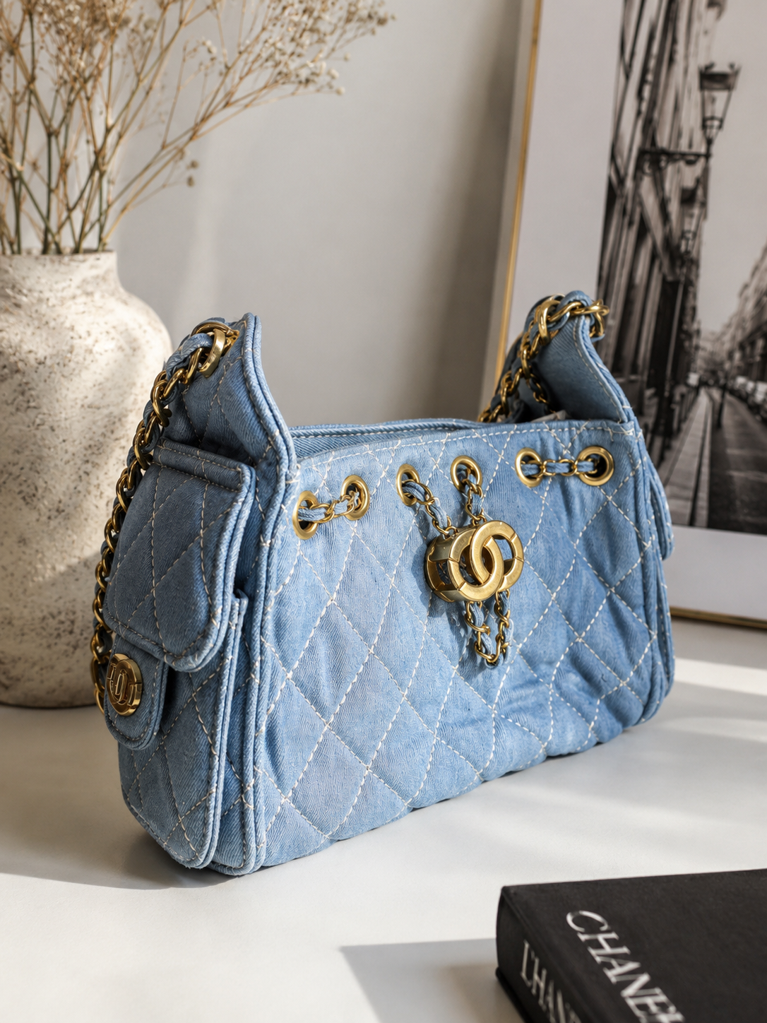 The Sky Denim Luxe Bag