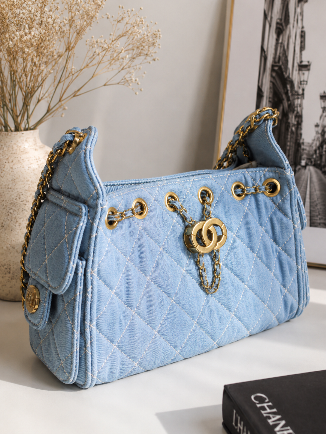 The Sky Denim Luxe Maxi Bag