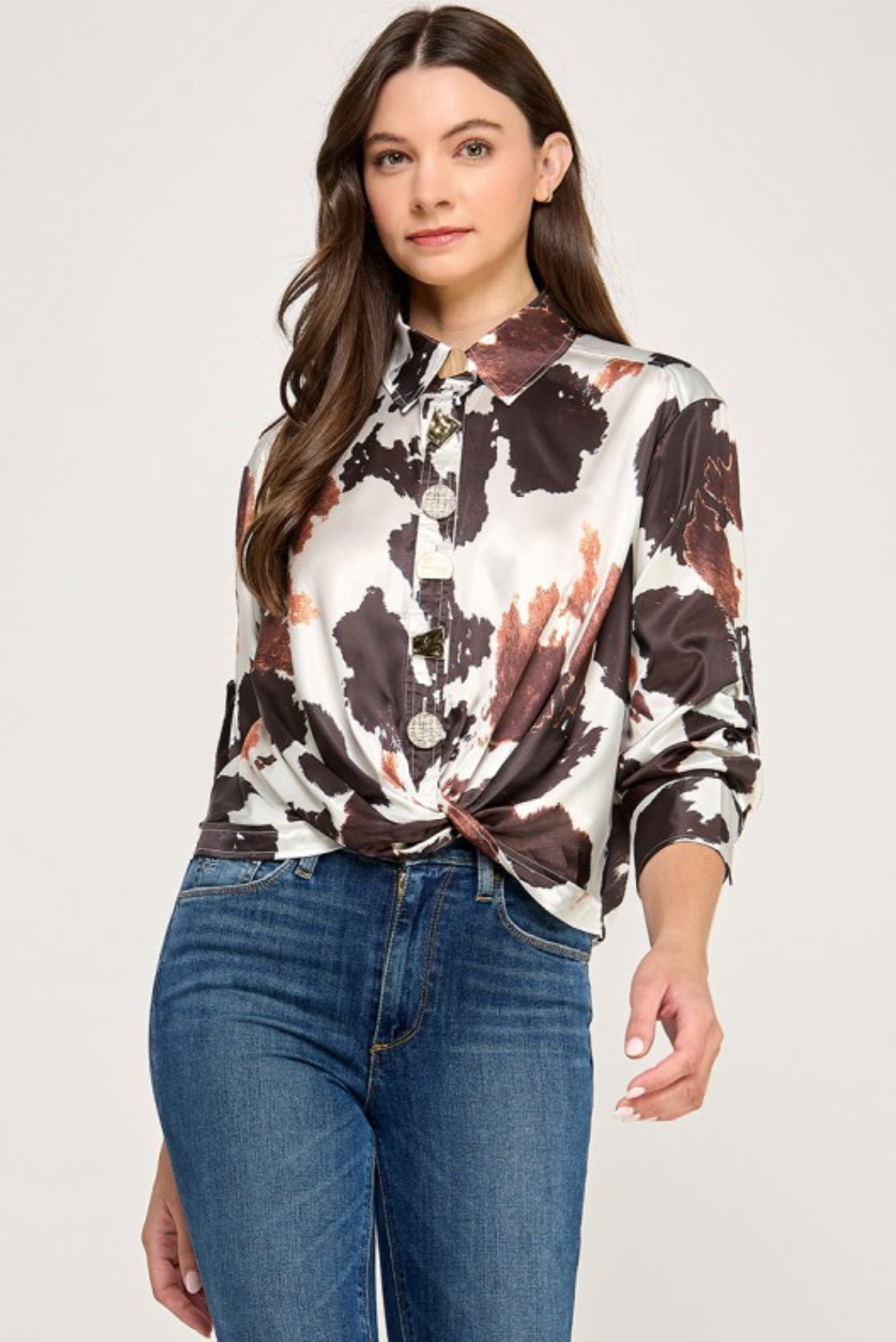 Animal Print Metal Button Shirt