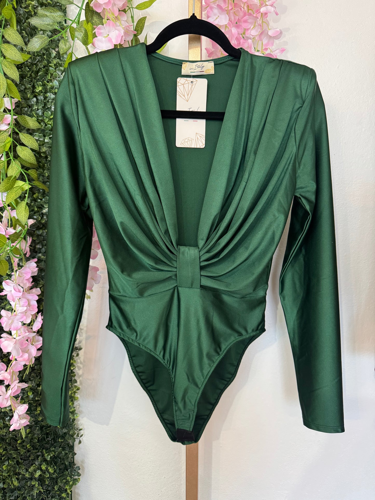 Italian Long Sleeve Bodysuit Green