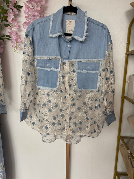 Italian Denim and Lace Shirt