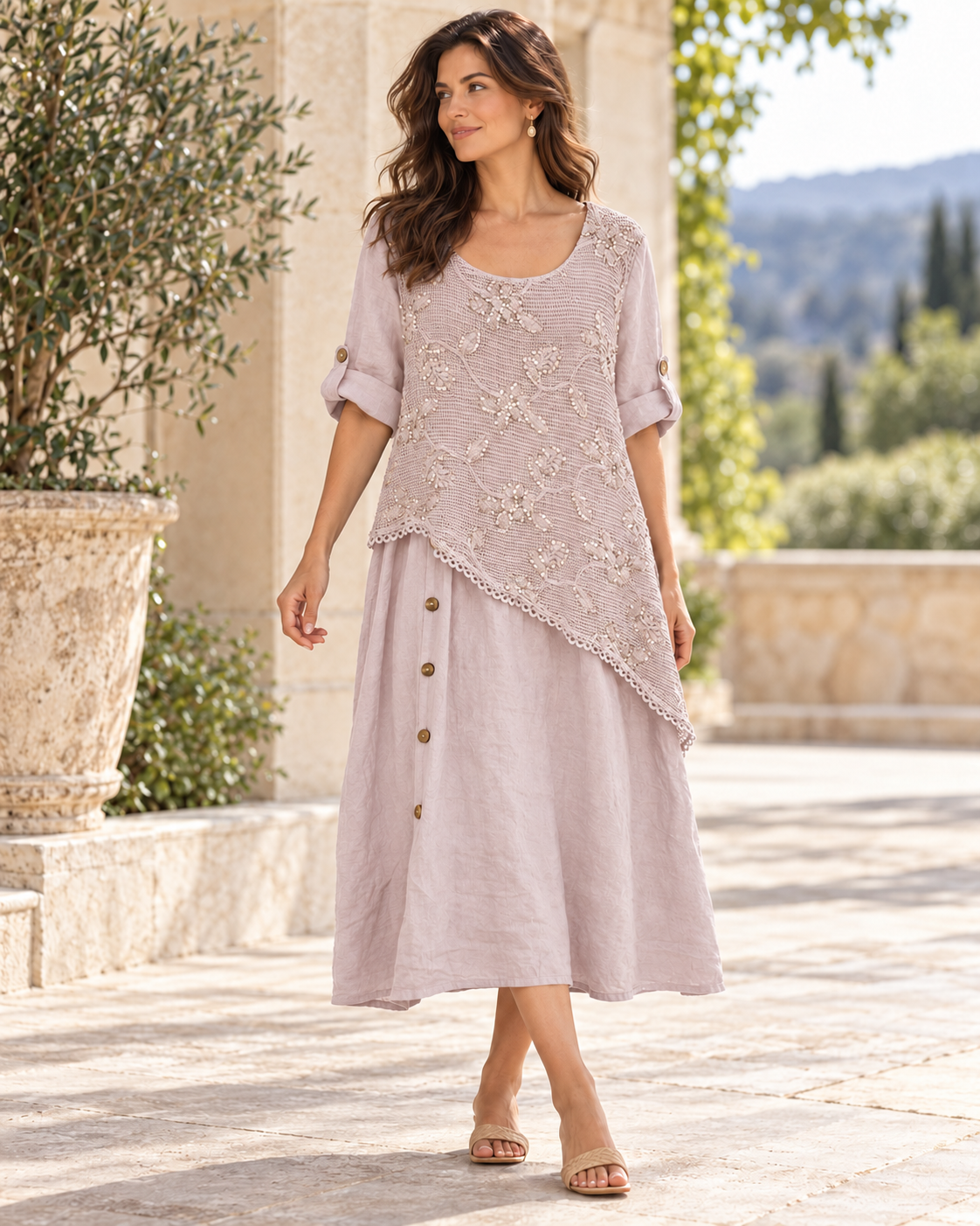 Rose Floral Crochet Dress