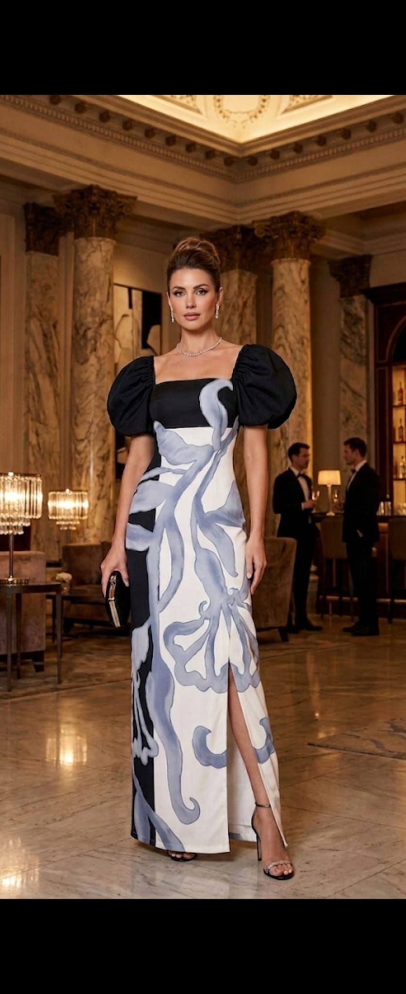 Black and Blue Leaves Dress