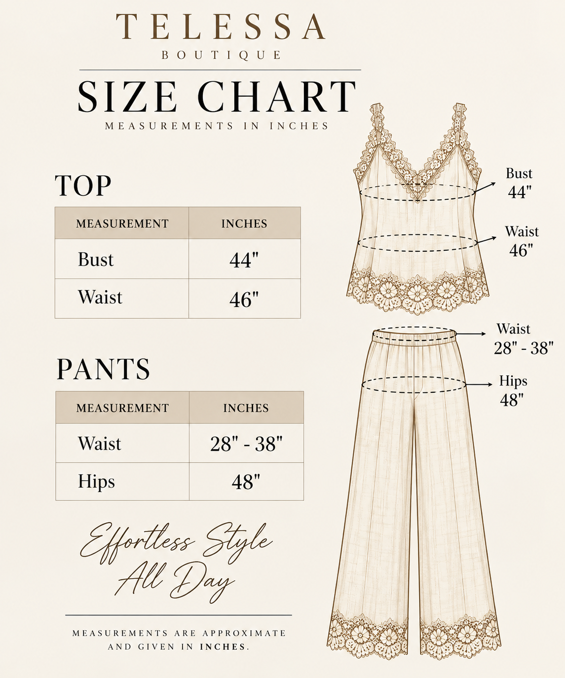 Italian Beige Linen Lace Set