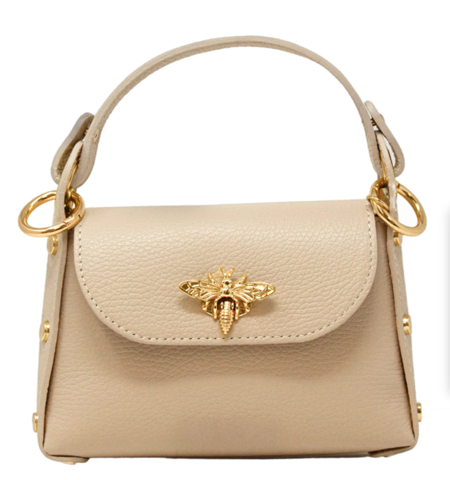 GENUINE ITALIAN LEATHER BUTTERFLY MINI BAG IVORY