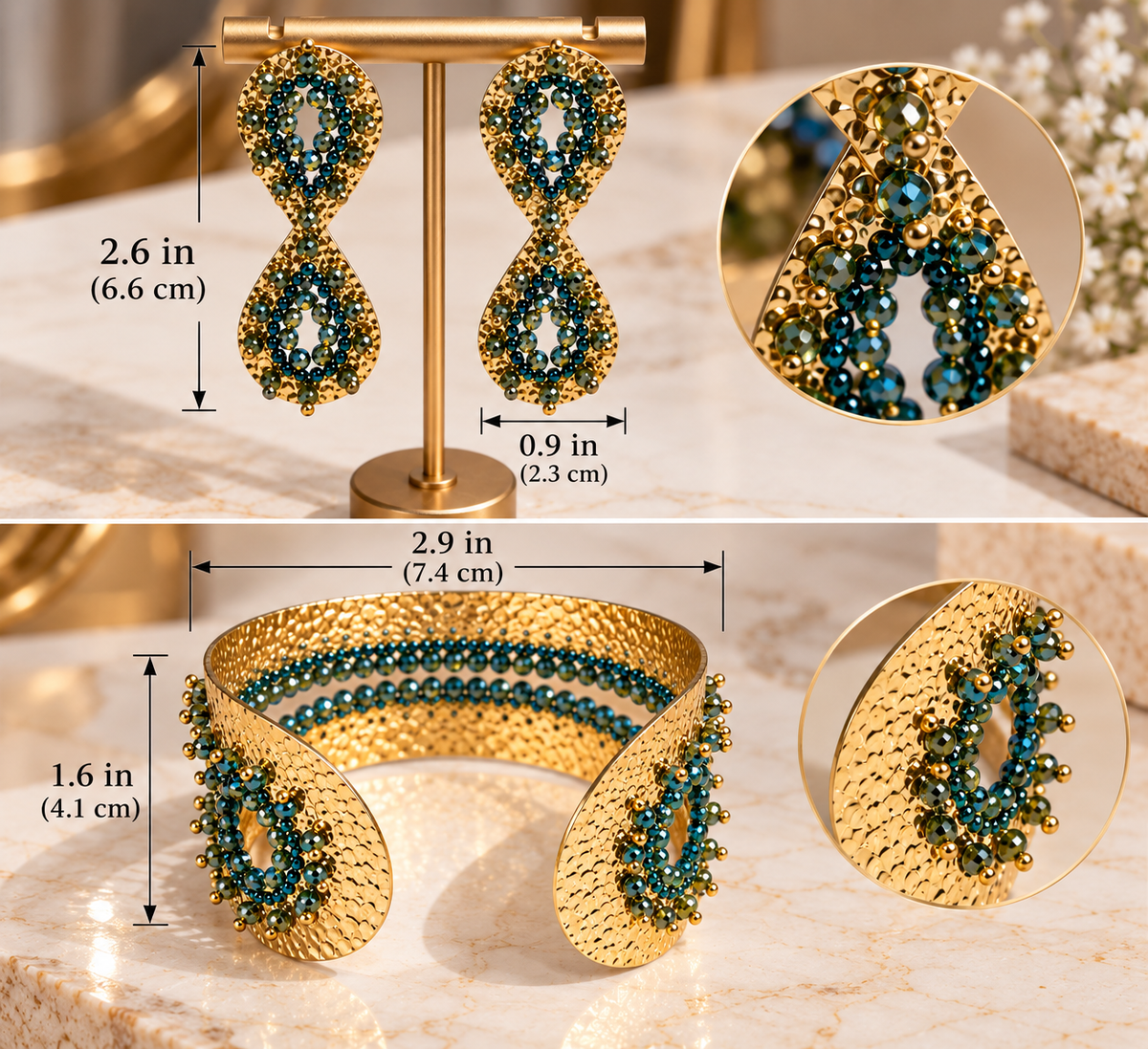 Emerald Crystal Statement Jewelry Set