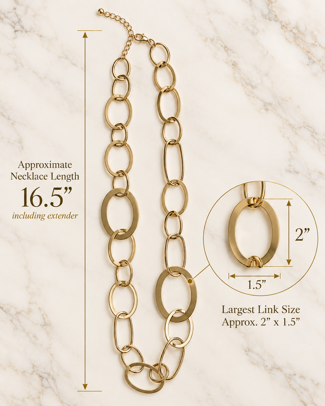 Modern Links Gold Statement Necklace