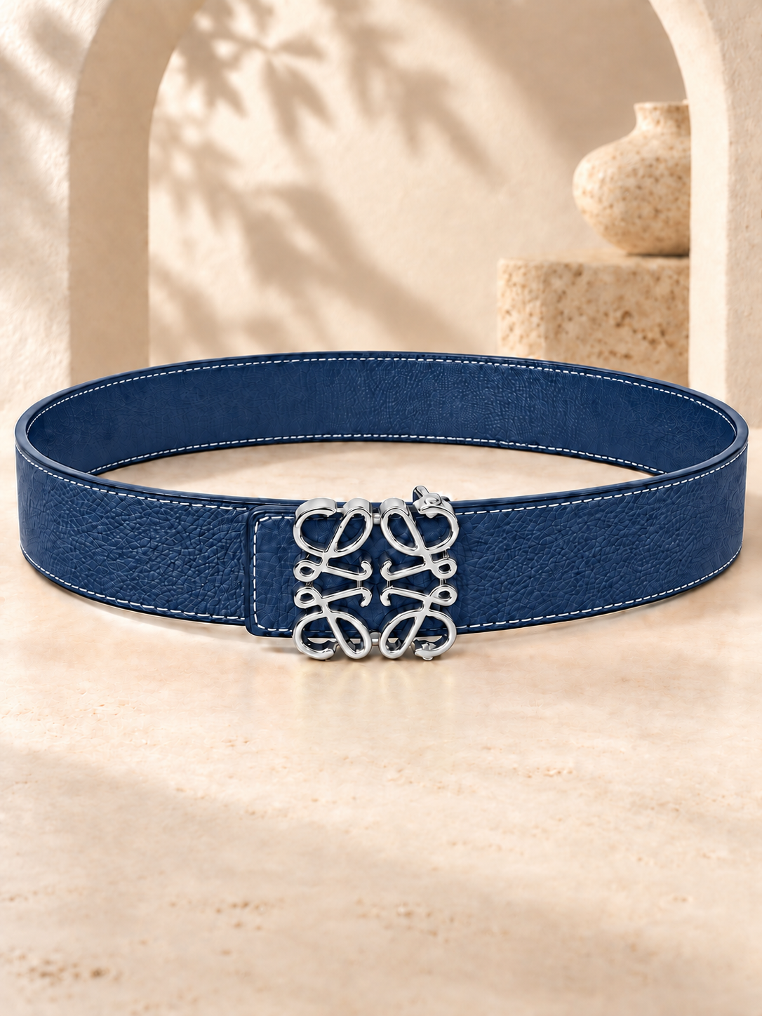 Anagram-Inspired Statement Belt Blue