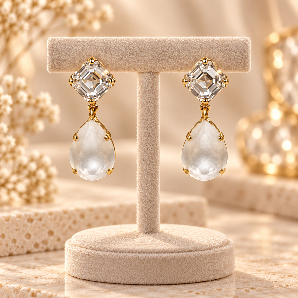 Estelle Earrings in White Matt