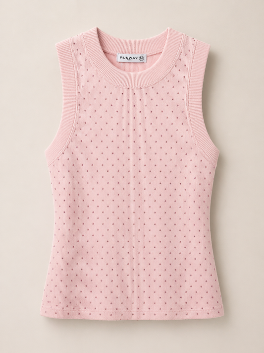 Rhinestone Knit Top Pink