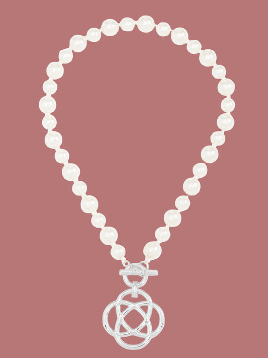 Clover Charm Pearl Beaded Collar Necklace Jewelry