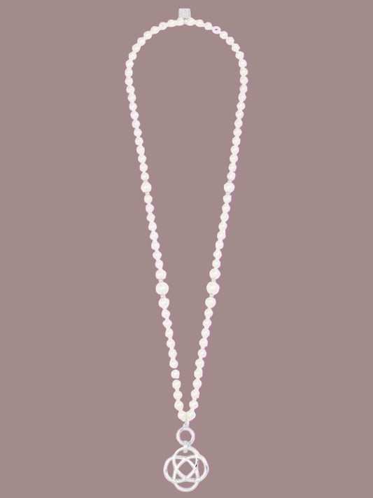 Clover Charm Pearl Beaded Long Necklace Jewelry