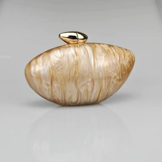 Coffee Rose Red White Arylic Marble Oval Evening Bags