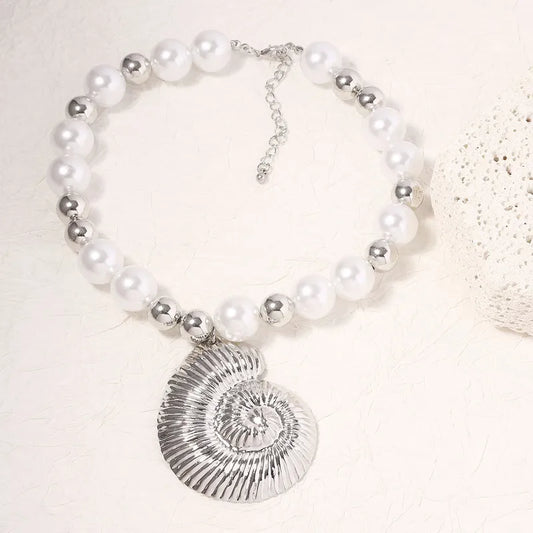 Silver Conch Necklace