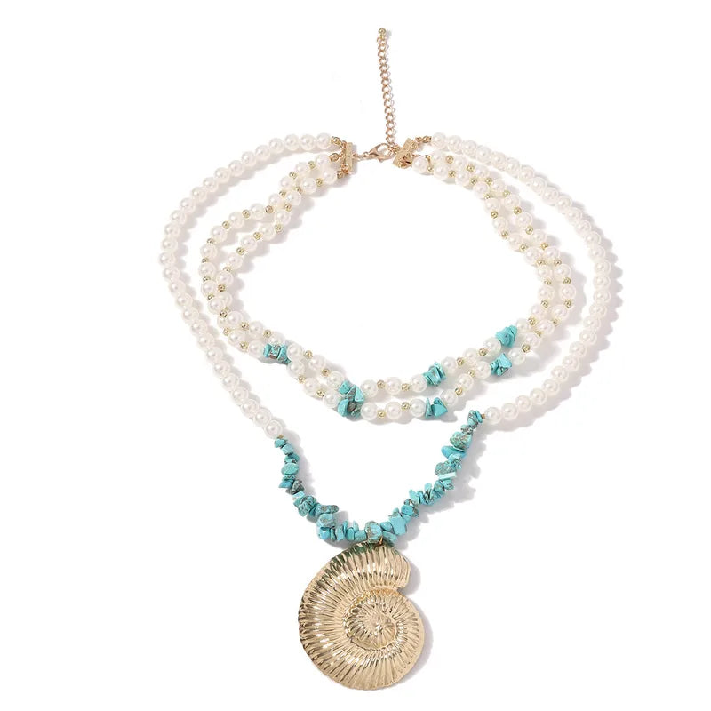 Gold Conch Pendant Necklace  With Gold Finish
