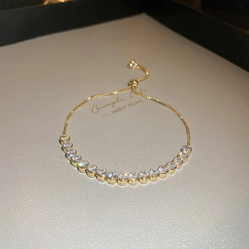 Copper Bracelet For Women With Zircon Inlay