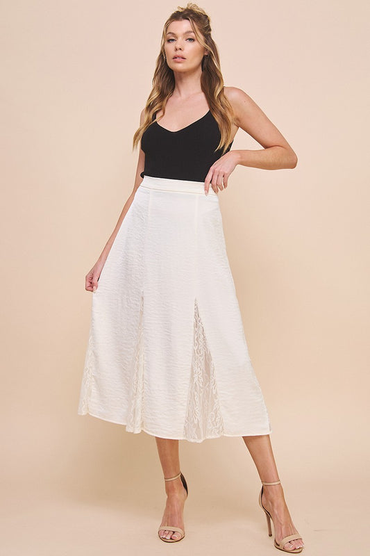 Crushed Satin Lace Skirt