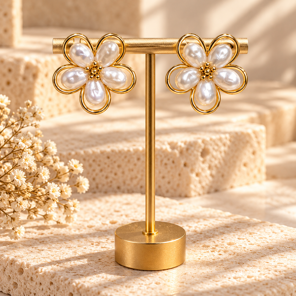 Pearl Blossom Statement Earrings