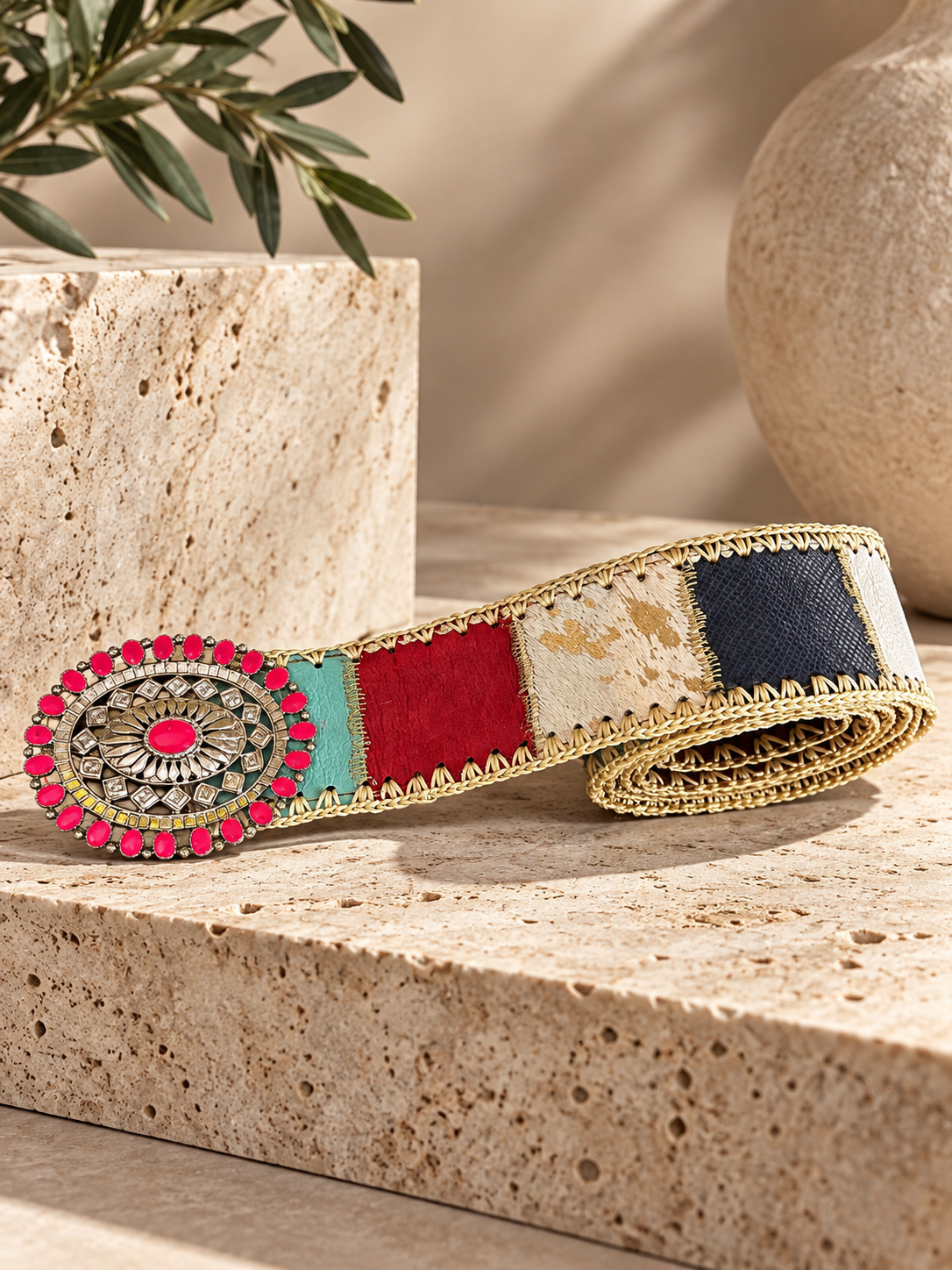 Artisan Patchwork Statement Belt
