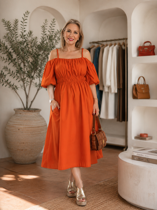 Off Shoulder Midi Dress