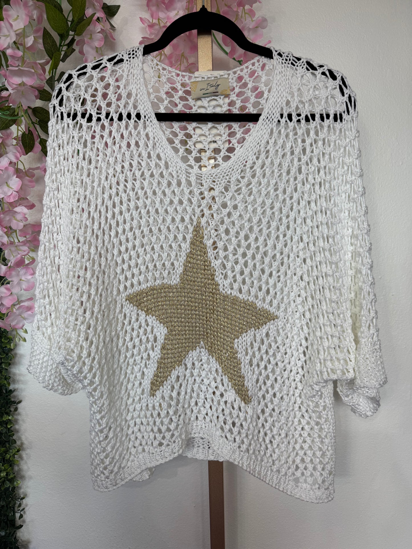 Italian Gold Star Mesh White