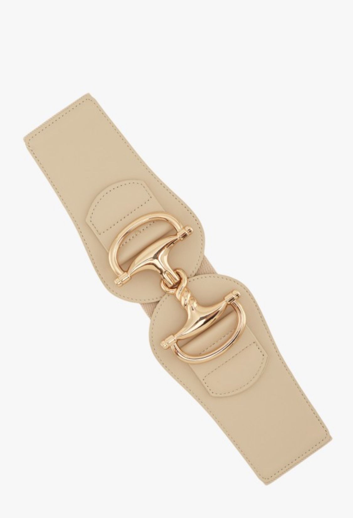 Ivory With Gold Luxe Horsebit Statement Belt