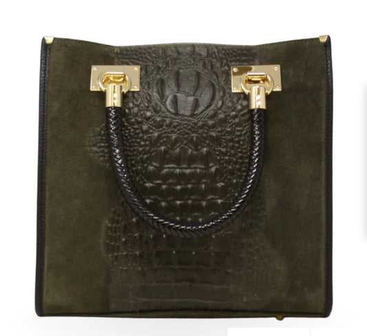 GENUINE ITALIAN LEATHER PORTFOLIO BAG OLIVE