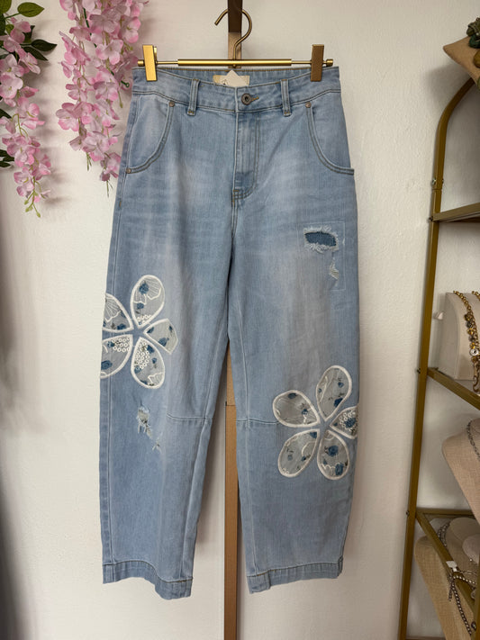 Italian Flower Accent Denim