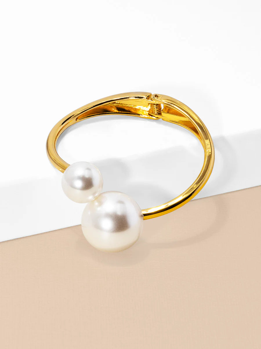 Double Pearl Cuff Bracelet