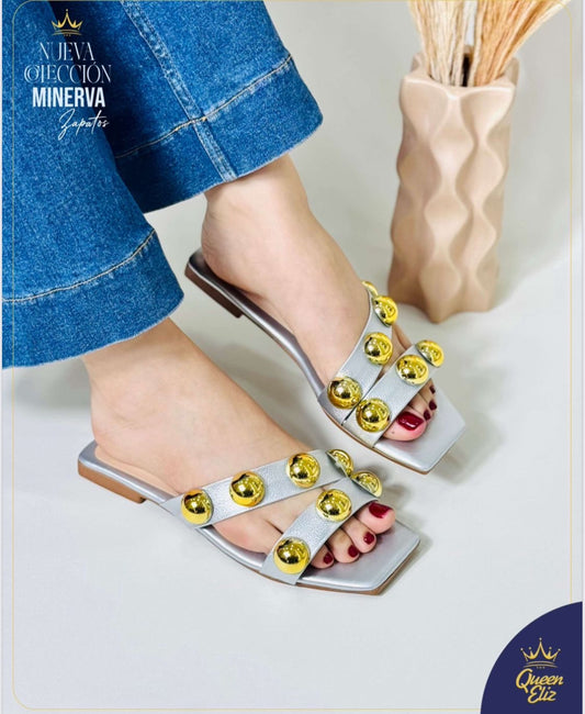 Gold Stud Luxe Slides