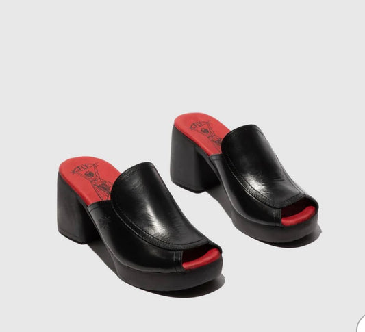 Bold Luxe Platform Mules Black