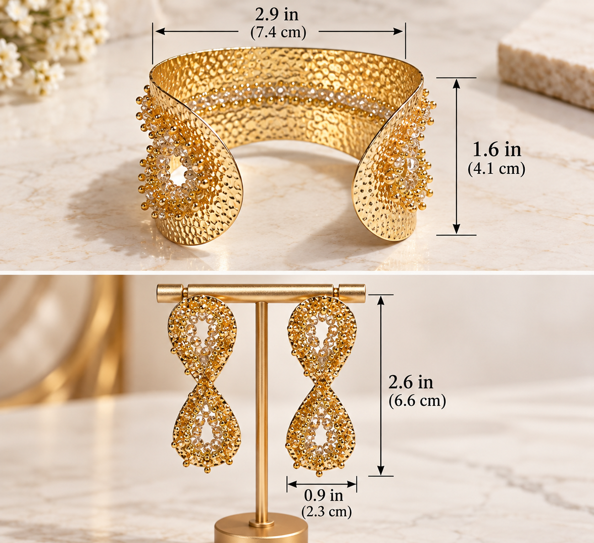 Golden Crystal Statement Jewelry Set
